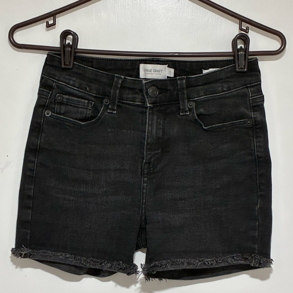 True Craft Black Denim Shorts